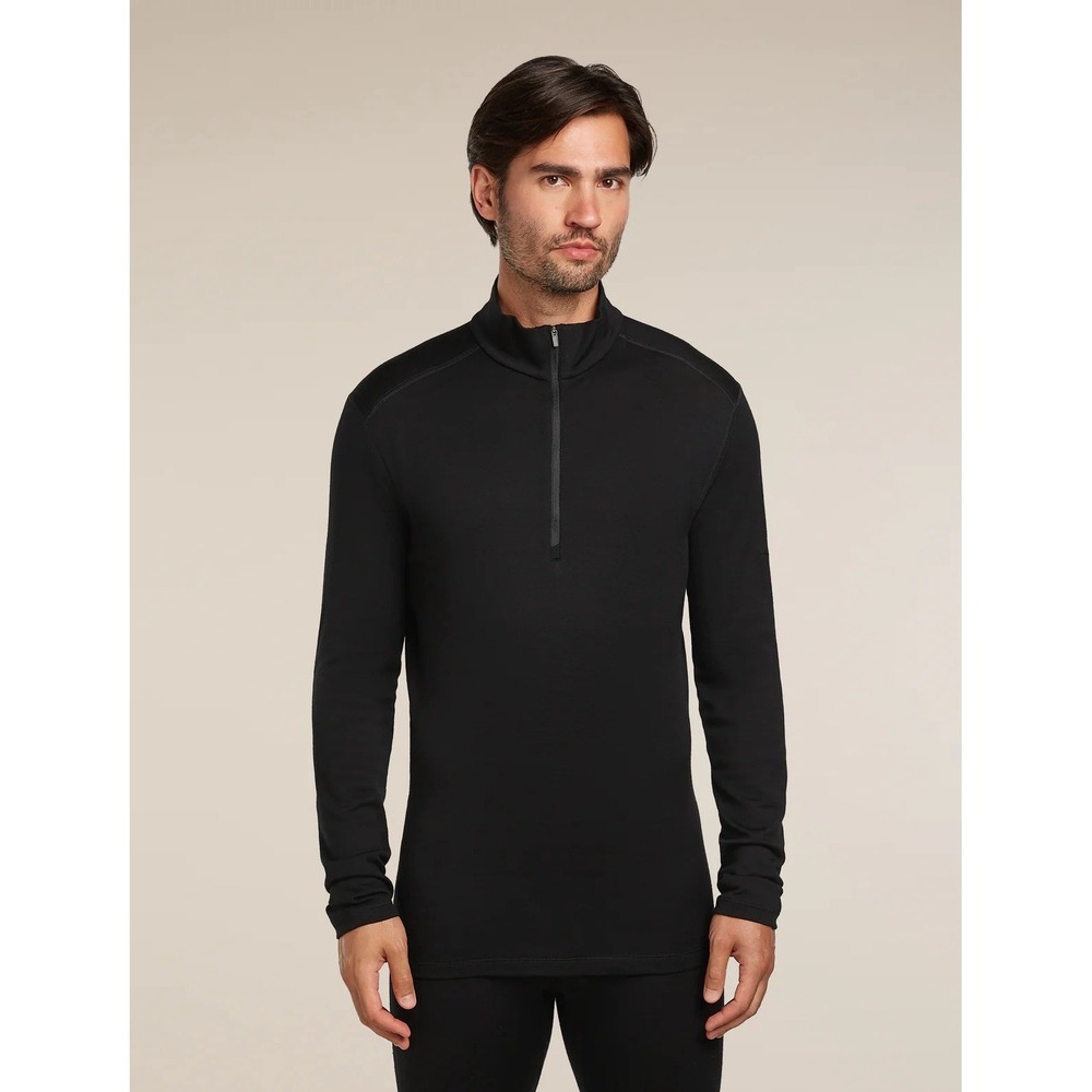 Icebreaker 260 Tech Long Sleeve Half Zip Merino Wool Base Layer Black Thermal Sm
